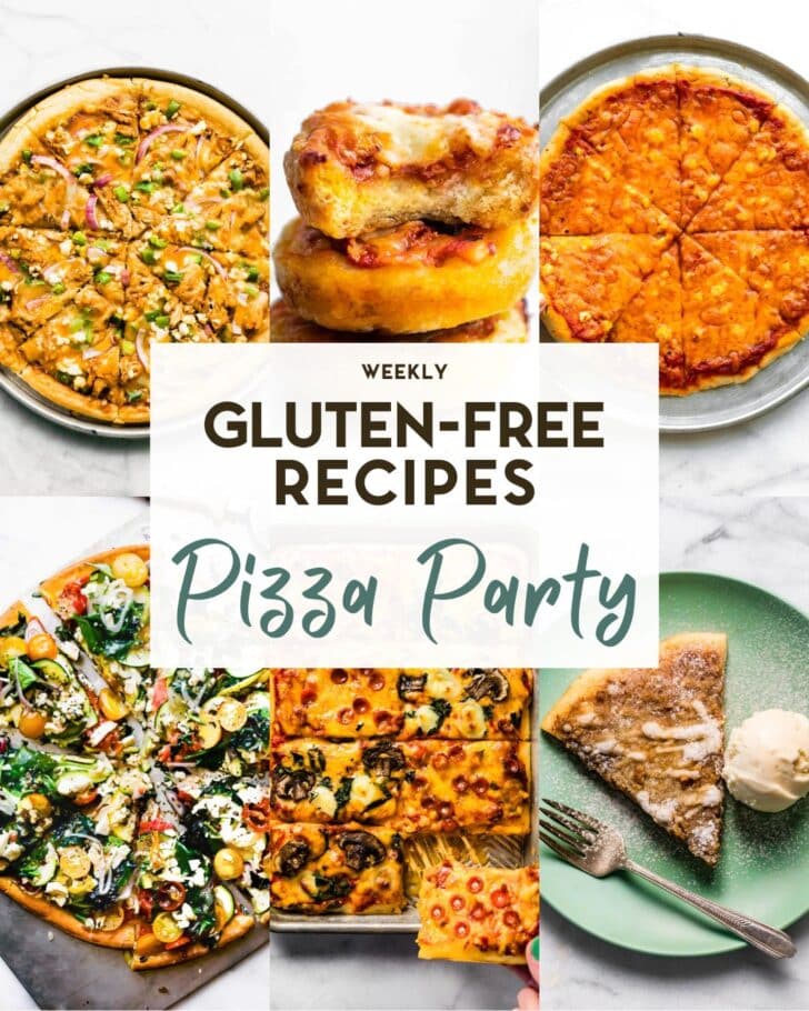 a grid of 6 gluten-free pizza recipes with a text overlay for pinterest.