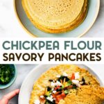 Two photos of Savory Chickpea Pancakes with a text overlay for Pinterest.