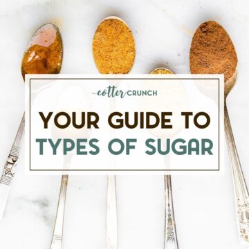 different types of sugar in spoons