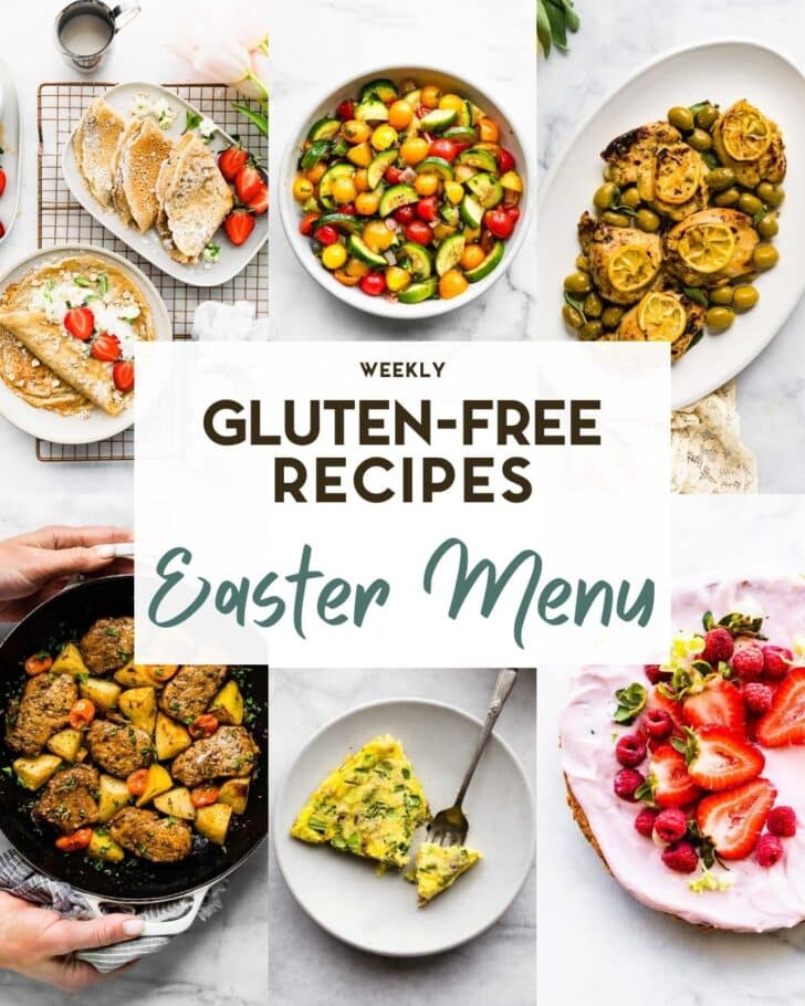A gid of 6 food photos of Gluten-Free Easter Recipes with a text overlay.