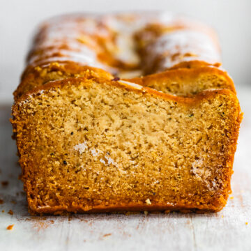 Earl Grey tea steeping in warm milk mixture for tea cake recipe