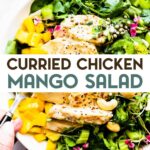 A Curried Chicken Salad with Mango Chutney with a text overlay for Pinterest.